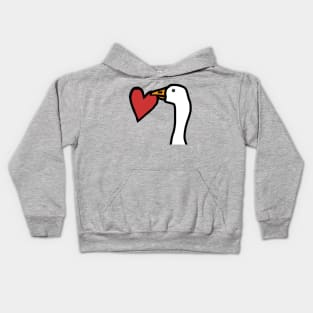 Game Goose Stealing a Heart on Valentines Day Portrait Kids Hoodie